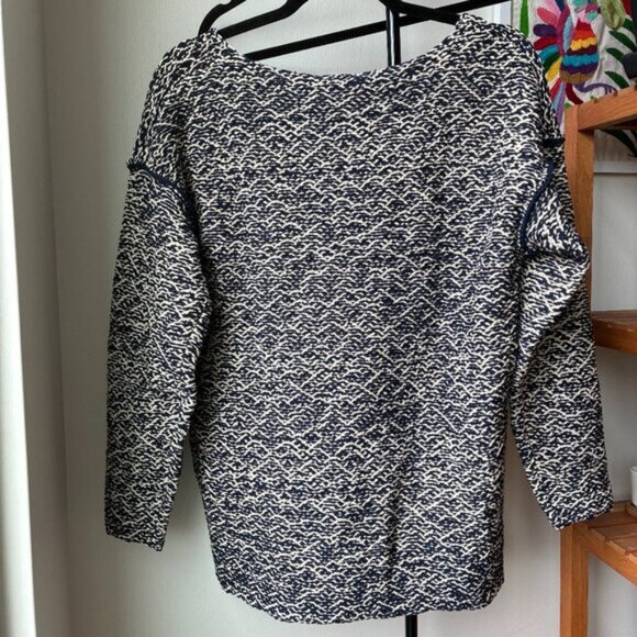 J. Crew NWT Navy Blue and White Relaxed Wide Neck Sweater - Size S - Picture 5 of 9